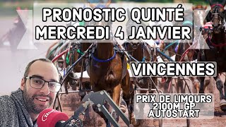 Pronostic Quinté Mercredi 4 Janvier 2023 Vincennes [upl. by Feirahs665]