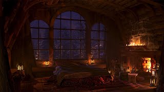 Warm Cozy Cabin With A Relaxing Fire amp Gentle Wind  Instant Sleep  Winter Ambience  4k  8Hours [upl. by Ahcatan375]