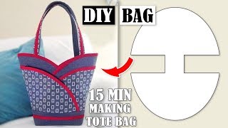 DIY MOST POPULAR DESIGN HANDBAG TUTORIAL  Tote Bag In 10 Min Sewing Easy Step by Step [upl. by Anez192]