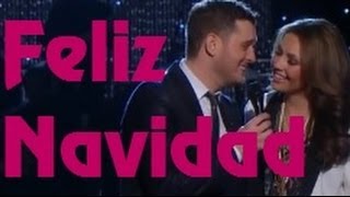 Michael Bublé amp Thalía  Feliz Navidad lyrics [upl. by Nahtannoj]