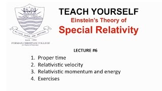 Lecture 6 Momentum and Energy Special Relativity  English  Pervez Hoodbhoy [upl. by Phare346]