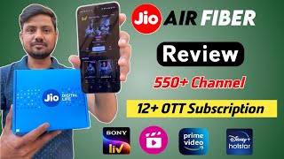 Jio Air Fiber Set Top Box amp Live TV Channel Guide via Jio TV  12 OTT Apps Subscription Review [upl. by Dirtsa]