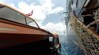 Inside a Cruise Ship Lifeboat Tender to Georgetown Grand Cayman amp Back 4K [upl. by Amlas]