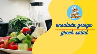 Easy cooking recipes ENSALADA GRIEGA GREEK SALAD  With English Subtites easycooking salad [upl. by Ert]