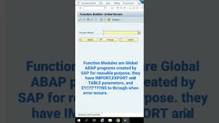 sap abap function moduleshorts subscribe abapprogramming sap [upl. by Waylin]