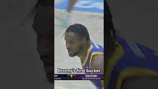 Bronny scores the first bucket of the season for the South Bay Lakers [upl. by Anirdnajela]