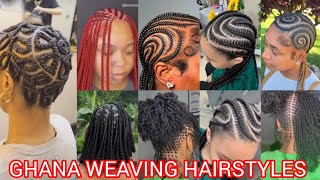 LATEST 2024 GHANA WEAVING HAIRSTYLES  CORNROW HAIRSTYLES  KNOTLESS BOX BRAIDS HAIRSTYLES viral [upl. by Winstonn]