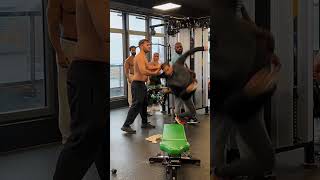 When Bro got your back at the gym🤯comedy funny fail mrsus patrox workout training chestday [upl. by Ellenahs]