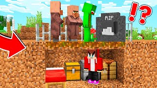 Mikey Build SECRET HOUSE UNDER A GRAVE in Minecraft Challenge Maizen Mizen Mazien Parody [upl. by Nazler]