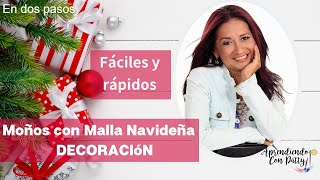 Como hacer moños con malla y decorar una guirnalda para navidad [upl. by Yauqaj]