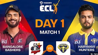 ECL  Match 1  Bangalore Bashers vsHaryanvi Hunters  Abhishek Malhan vs ElvishYadav [upl. by Eanej747]