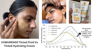 La Roche Posay UVMUNE400 Tinted fluid vs Hydrating Cream on brown skin I HEVL amp LongUVA Protection [upl. by Niuqaoj]