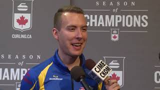 2018 Tim Hortons Brier  Media Scrum  Draw 14 [upl. by Herzig]