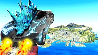 Jumping GODZILLA CARS Across GTA 5 Impossible [upl. by Domenic]