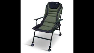 Abode Carp Fishing Camping Folding Oxford Armchair Long Leg Recliner Chair [upl. by Thorr644]