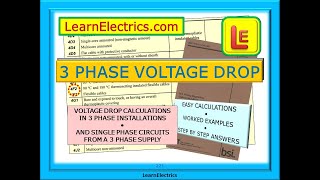 VOLTAGE DROP CALCULATIONS IN 3 PHASE INSTALLATIONS AND SINGLE PHASE CIRCUITS FROM A 3 PHASE SUPPLY [upl. by Wanonah]