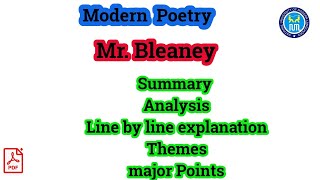 Mr Bleaney  Mr Bleaney by Philip Larkin  Summary of Mr Bleaney [upl. by Ahsitul299]