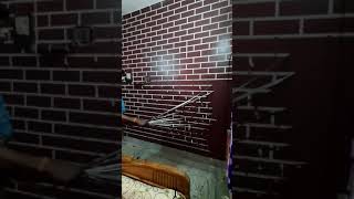 brick wall texture painting  bedroom wall design painting idea  short shorts shortvideo [upl. by Gaston50]