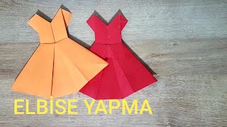 Kağıt tan Elbise Yapma Origami Yapımı 26 El Becerileri [upl. by Hcardahs]