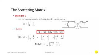 Lecture No 7 Scattering Matrix [upl. by Chadd]