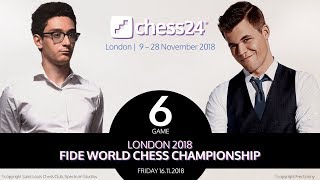 CarlsenCaruana Game 6  2018 FIDE World Chess Championship [upl. by Llerrehs]