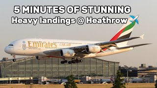 5 MINUTES OF STUNNING HEAVY LANDINGS  Heathrow ✈️ uk planespotting [upl. by Issim365]