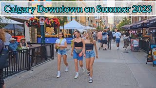 Calgary Downtown in Alberta Canada Walking Tour on Summer 2023 canada alberta canada [upl. by Okkin]