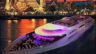 Wonderful Pearl Dinner cruise Bangkok 🚢 Dinner in a luxury Ship riverside Thailand [upl. by Aliwt613]