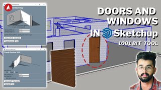 Make Doors and windows in Sketchup in single click 1001Bit tools [upl. by Ardnat]