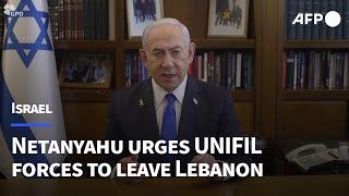 Netanyahu tells UN chief to move peacekeepers in Lebanon out of harms way immediately  AFP [upl. by Maddy]