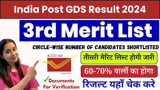 GDS 3rd Merit List 2024  India Post Office GDS Result 2024  GDS Merit List 2024 Kaise Check Kare ✅ [upl. by Dido]