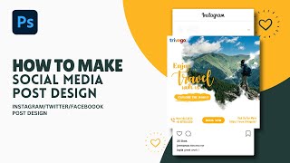 Photoshop Tutorial  Social Media Post Design  Creative Travel Social Media Post Design [upl. by Inhsor]