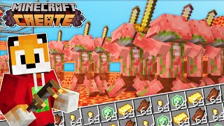 I build a GOLD amp XP FARM on the Nether Roof in Minecraft Create Mod [upl. by Danit]