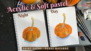 Pumpkin painting for Halloween  Day and night contrast  SaintSaëns Music [upl. by Rustice]