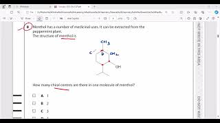 How many Chiral Centers in one molecule of Menthol Chiral Carbon Past Paper Questions [upl. by Vidda]