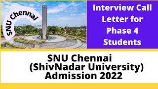 SNU Chennai Admission 2022  Phase 4 Entrance Exam Results  Interview Details  Shorts [upl. by Lemrahs770]