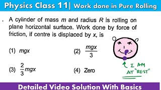 A cylinder of mass m and radius R is rolling on plane horizontal surface Work done by force of fric [upl. by Mathre967]