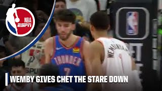 Wemby gives Chet the STARE DOWN after SLAM DUNK 🔥  NBA on ESPN [upl. by Eustasius]