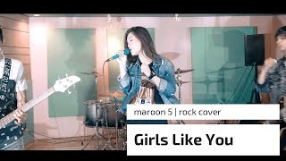 MAROON 5  Girls like You  ROCK  Cover by Jeje GuitarAddict ft Shella Ikhfa [upl. by Ilonka]