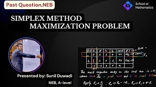 Simplex Method Maximization ProblemSunil Duwadi  Sure Question  NEB Class 12 [upl. by Nevah]