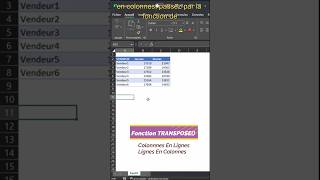 Fonction Transpose Sous Excel Ou Inverser Le Sens dUn Tableau [upl. by Marucci]