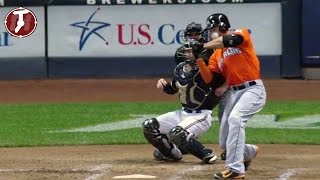 Giancarlo Stanton Hit in the Face with Pitch  Giancarlo Stanton HBP Marlins vs Brewers 9112014 [upl. by Eusassilem]