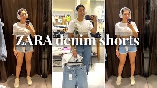 Zara Denim Shorts Try On Haul for Pear Shaped Body [upl. by Spevek318]