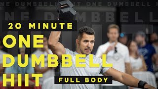 20 MINUTE ONE DUMBBELL FULL BODY HIIT WORKOUT  PMA FITNESS [upl. by Ffej]