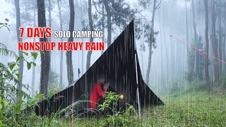 7 DAYS SOLO CAMPING HEAVY RAIN AND THUNDERSTORMS  ASMR CAMPING [upl. by Lalaj]