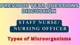 Previous Year Questions discussion for Nursing Officer  Staff Nurse  Normal Flora Microorganism [upl. by Ahcsap]