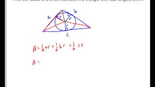 Finding the Radius of an Inscribed Circle in a Triangle [upl. by Lerual]