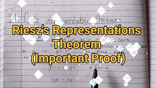 Rieszs Representation TheoremComplete concept and Proof In Hindi [upl. by Ettegroeg591]