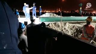 Pipeline welding work Overnight tie in 20DIAMETER pitup [upl. by Chara]