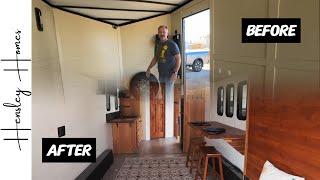 Tiny House Cargo Trailer Camper Conversion With Coolest Bathroom Install [upl. by Freytag422]